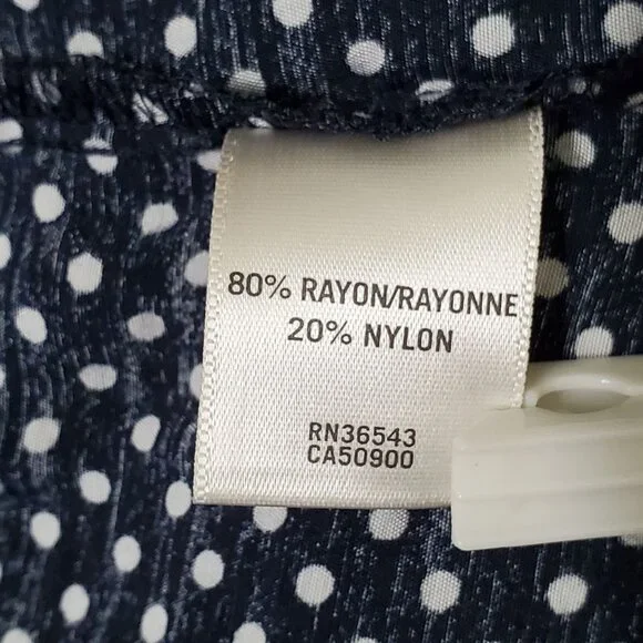 Van Heusen Womens XL Top Polka Dot Bell Sleeve Blouse Rayon Blend V Neck Blue - Picture 10 of 11